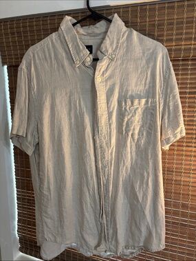 J. Crew Men's Short-Sleeve Button-Down Shirt in Light Beige